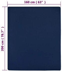 vidaXL Σεντόνια με Λάστιχο 2 τεμ. Μπλε 160x200 εκ. Βαμβακερό Ζέρσεϊ