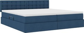 vidaXL LED Κρεβάτι αποθήκευσης με στρώμα Μπλε 200 x 200 cm Ύφασμα