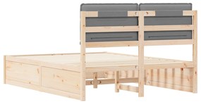 vidaXL Σκελετός Κρεβατιού με Επενδεδυμένο Κεφαλάρι Ανοιχτό γκρι