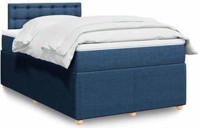 vidaXL Κρεβάτι Boxspring με Στρώμα Μπλε 120x190 εκ. Υφασμάτινο