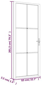 vidaXL Εσωτερική Πόρτα 83 x 201,5 εκ. Μαύρο Ματ Γυαλί και Αλουμίνιο