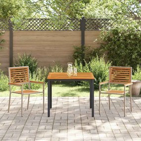 vidaXL Σέτ φαγητού για κήπο 3 pcs Μπεζ, Καφέ 90 x 90 x 75 cm