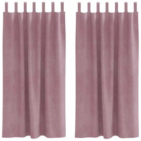 vidaXL Κουρτίνες με κουρτίνες 2 pcs Σκούρο Ροζ 140 x 175 cm Βελούδο