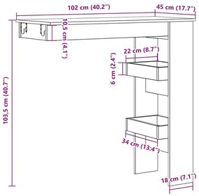 Επιτοίχιος Μπαρ Τραπέζι Παλιό Ξύλο 102x45x103,5 cm - Καφέ