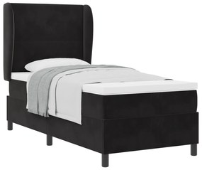 vidaXL Κρεβάτι Box Spring με Στρώμα  Μαύρο 100x200 εκ. Βελούδο