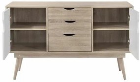 Σιφονιέρα Mesa G105, Sonoma οξιά, Άσπρο, Με συρτάρια και ντουλάπια, Αριθμός συρταριών: 3, 77x125x45cm, 41 kg | Epipla1.gr