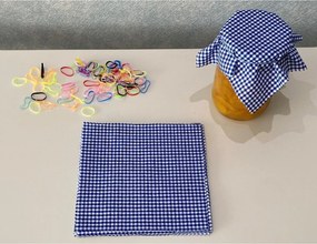Stewehome Σετ 25 τεμαχίων καπάκια βάζων από καρό ύφασμα με ελαστικό δέσιμο Μπλε σκούρο