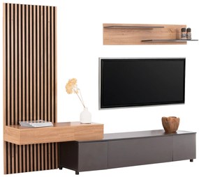 ΣΥΝΘΕΣΗ ΤΗΛΕΟΡΑΣΗΣ DORT HM18076.02 ΜΕΛΑΜΙΝΗ ΣΕ ΣΟΝΑΜΑ-ΣΚΟΥΡΟ ΓΚΡΙ 249.5x42.2x199.5Υεκ