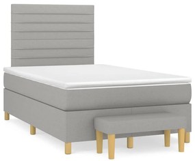 Κρεβάτι Boxspring με Στρώμα Ανοιχτό Γκρι 120x190 εκ. Υφασμάτινο - Γκρι