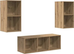 vidaXL Σετ επίπλου τηλεόρασης 3 pcs Artisan Oak Επεξεργασμένο ξύλο
