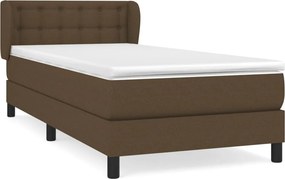 vidaXL Κρεβάτι Boxspring με Στρώμα Σκούρο Καφέ 100x200 εκ. Υφασμάτινο