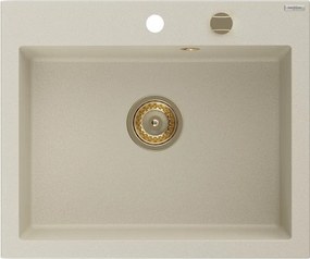 Mexen Elix νεροχύτης γρανίτης 1-διαμερισματικός 600 x 500 mm, μπεζ, χρυσός