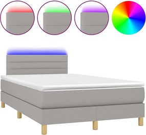 vidaXL Κρεβάτι Boxspring με Στρώμα &amp; LED Αν.Γκρι 120x190εκ. Υφασμάτινο