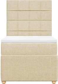 vidaXL Κρεβάτι Boxspring με Στρώμα Κρεμ 100 x 200 εκ. Υφασμάτινο
