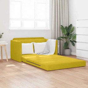 vidaXL Καναπές Δαπέδου 2 σε 1 Κίτρινος 124x204x61 εκ Βελούδο