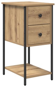 vidaXL Κομοδίνο με συρτάρι 2 pcs artisan δρυς 32 x 42 x 70 εκ