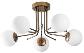 METAL CEILING LIGHT WITH GOLD FRAME AND WHITE GLASS  80Χ80Χ34 cm. 80x80x34 εκ.