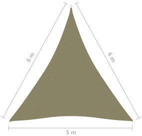 Πανί Σκίασης Τρίγωνο Μπεζ 5 x 6 x 6 μ. από Ύφασμα Oxford - Μπεζ