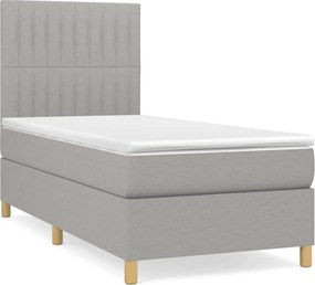 vidaXL Κρεβάτι Boxspring με Στρώμα Ανοιχτό Γκρι 80x200 εκ. Υφασμάτινο