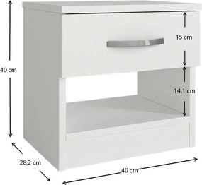 Κομοδίνο μελαμίνης Lube Megapap χρώμα λευκό 40x28,2x40εκ.