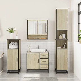 vidaXL Σετ Επίπλων Μπάνιου 3 Τεμαχίων Sonoma Δρυς Επεξεργασμένο Ξύλο