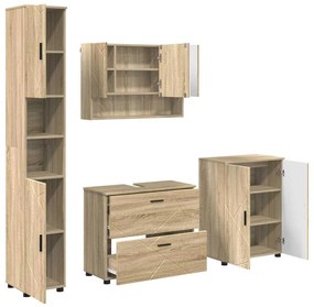 vidaXL Σετ Επίπλων Μπάνιου με ράφι 4 pcs Sonoma Δρυς 30 x 35 x 192 εκ.