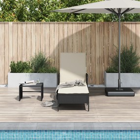 vidaXL Ξαπλώστρα Μαύρη και Κρεμ PE Ρατάν 157 x 55 x 92 εκ.