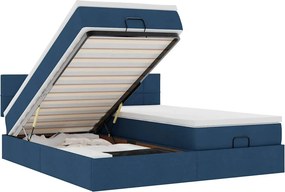 vidaXL Οθωμανικό κρεβάτι με στρώματα μπλε 160x200cm ύφασμα