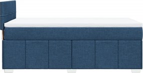 vidaXL Κρεβάτι Boxspring με Στρώμα Μπλε 90x200 εκ.Υφασμάτινο