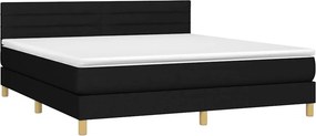vidaXL Κρεβάτι Boxspring με Στρώμα &amp; LED Μαύρο 180x200 εκ. Υφασμάτινο