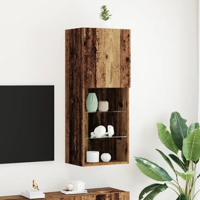 vidaXL Κονσόλα Τηλεόρασης με LED Φώτα Παλιού Ξύλου 40,5x30x102 εκ