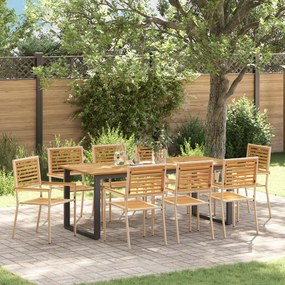 vidaXL Σετ Καθιστικού Κήπου 9 pcs Μπεζ 200 x 90 x 75 cm Μέταλλο & Ξύλο