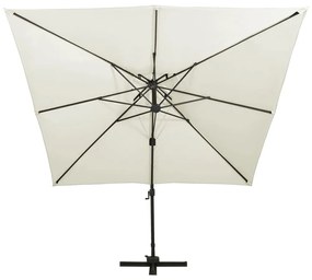 vidaXL Ομπρέλα Κήπου με Διπλή Κορυφή, Άμμος 300x300 εκ.