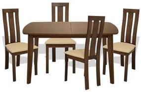 Set Dining table 120+30x80x75cm 5 pieces Opening &amp; chair Walnut color