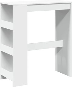 vidaXL Τραπέζι Μπαρ με Ράφια Λευκό 90x40x103,5 εκ. Επεξεργ. Ξύλο