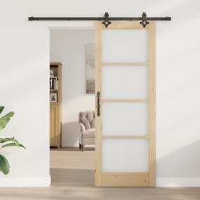 vidaXL Συρόμενη Πόρτα  με Σετ Εξαρτημάτων 'ORKDAL' Συμπαγές Ξύλο & Γυαλί