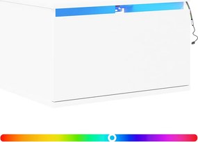 vidaXL Κομοδίνο Επιτοίχιο με Φώτα LED Λευκό
