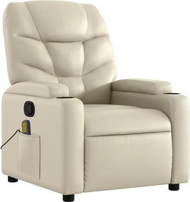 vidaXL Πολυθρόνα Μασάζ Ανακλινόμενη Κρεμ από Συνθετικό Δέρμα