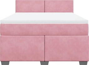 vidaXL Κρεβάτι Boxspring με Στρώμα Ροζ 140x190 εκ. Βελούδινο