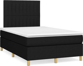 vidaXL Κρεβάτι Boxspring με Στρώμα Μαύρο 120x200 εκ. Υφασμάτινο