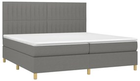 vidaXL Κρεβάτι Boxspring με Στρώμα Σκούρο Γκρι 200x200 εκ. Υφασμάτινο