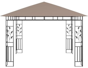 vidaXL Κιόσκι με Σήτα και Φωτάκια LED Taupe 3 x 3 x 2,73 μ.