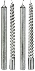 Κεριά Για Κηροπήγιο 25εκ. (Σετ 4τμχ) A-S Glitter Tap Silver 129849AR
