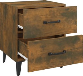 vidaXL Κομοδίνα 2 τεμ. Καπνιστή Δρυς 40 x 35 x 47,5 εκ.