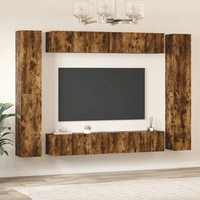 vidaXL Σετ Επίπλων Τηλεόρασης 10 Τεμαχίων Καπνιστή Δρυς Επεξ. Ξύλο