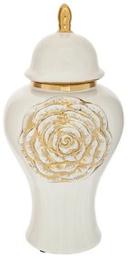 Βάζο Με Καπάκι 88398 19x40cm Gold-White Κεραμικό