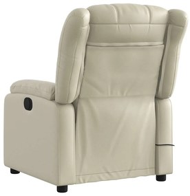 vidaXL Πολυθρόνα Μασάζ Ανακλινόμενη Κρεμ από Συνθετικό Δέρμα