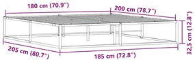 Πλαίσιο κρεβατιού χωρίς στρώμα Λευκό 180x200 cm Μεταλλικό - Λευκό