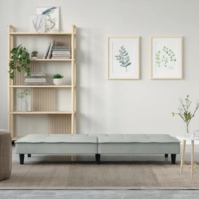 Καναπές Κρεβάτι με Ποτηροθήκες Ανοιχτό Γκρι Βελούδινος - Γκρι