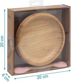 Παιδικό Σετ Φαγητού 2τμχ Kiokids Bamboo Ροζ 3486
